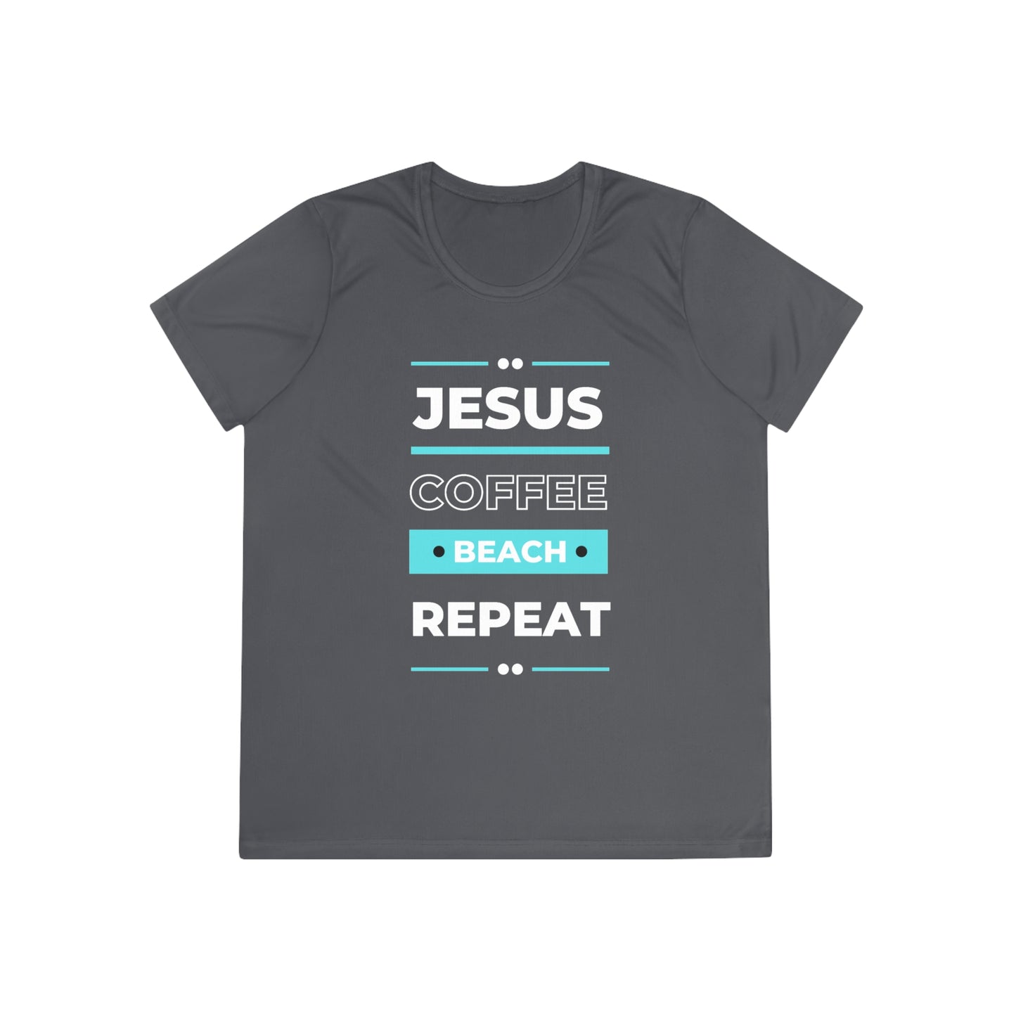 DEVOTED Jesus Coffee Beach Repeat - Ladies Dri-fit Moisture Wicking Tee
