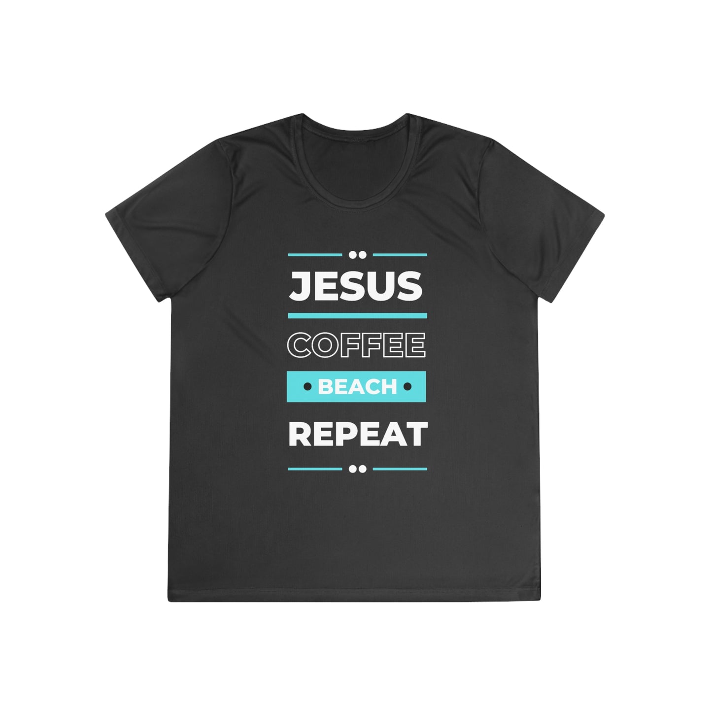 DEVOTED Jesus Coffee Beach Repeat - Ladies Dri-fit Moisture Wicking Tee