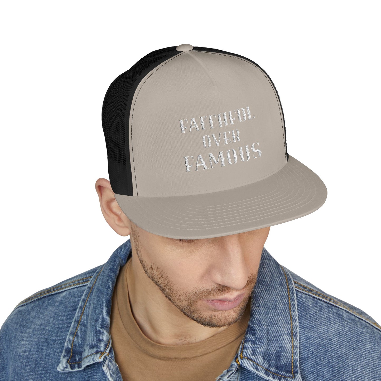 FAITHFUL OVER FAMOUS Trucker Embroidered