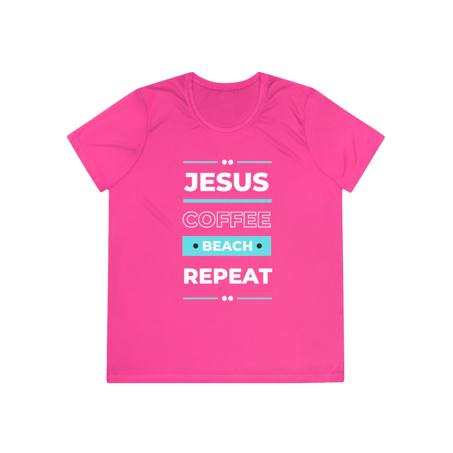 DEVOTED Jesus Coffee Beach Repeat - Ladies Dri-fit Moisture Wicking Tee
