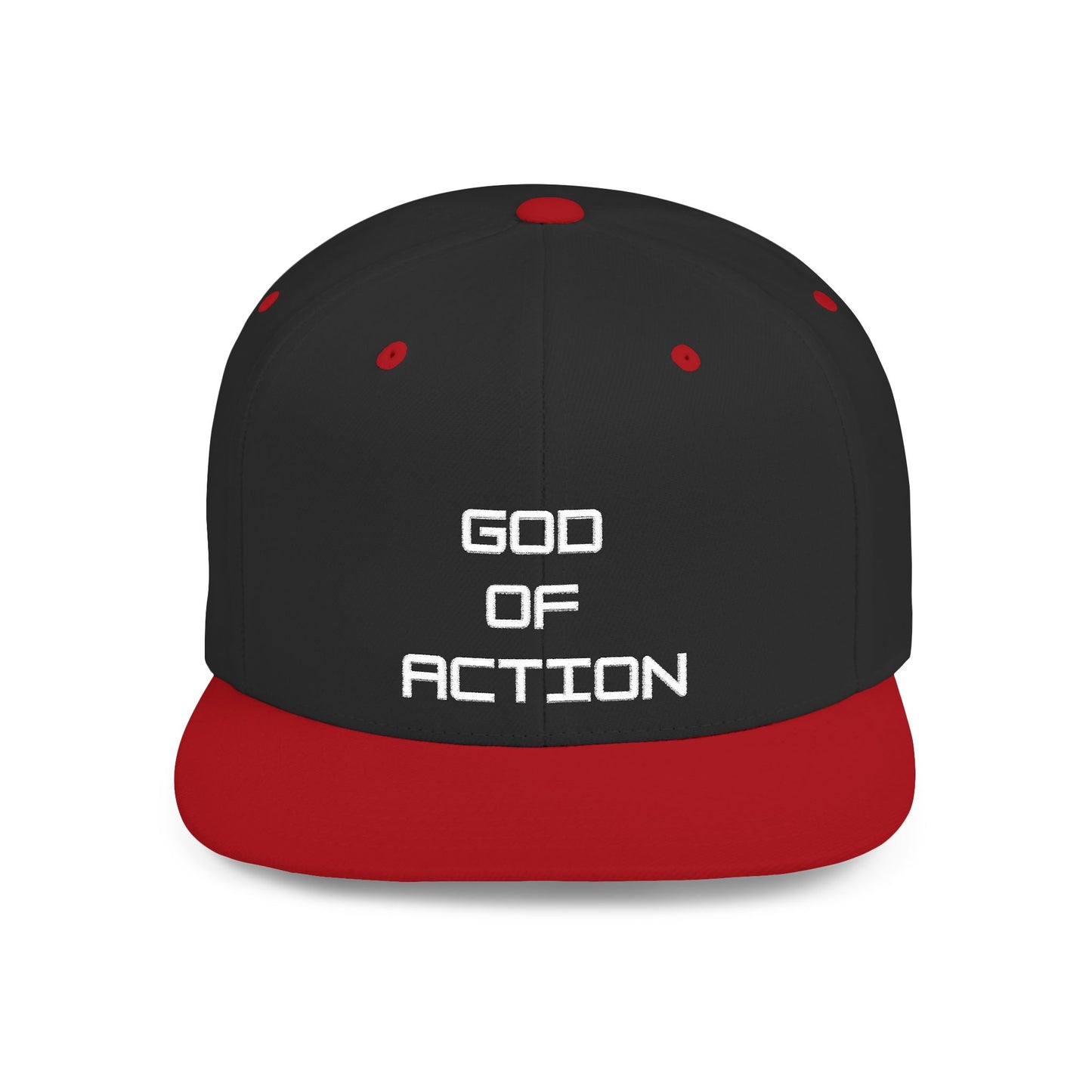 GOD of Action Flat Bill Snapback — Bold Streetwear Trucker Cap