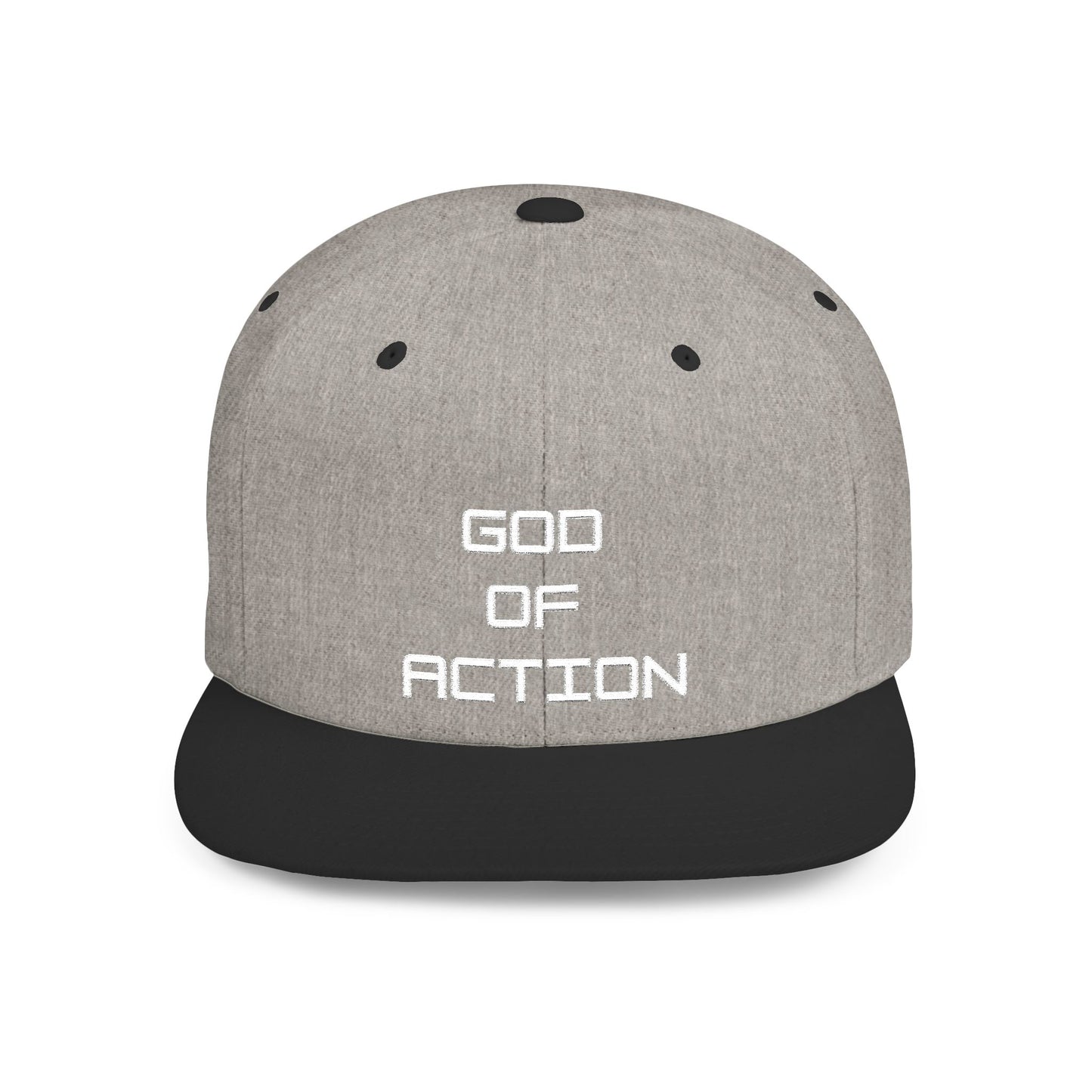 GOD of Action Flat Bill Snapback — Bold Streetwear Trucker Cap