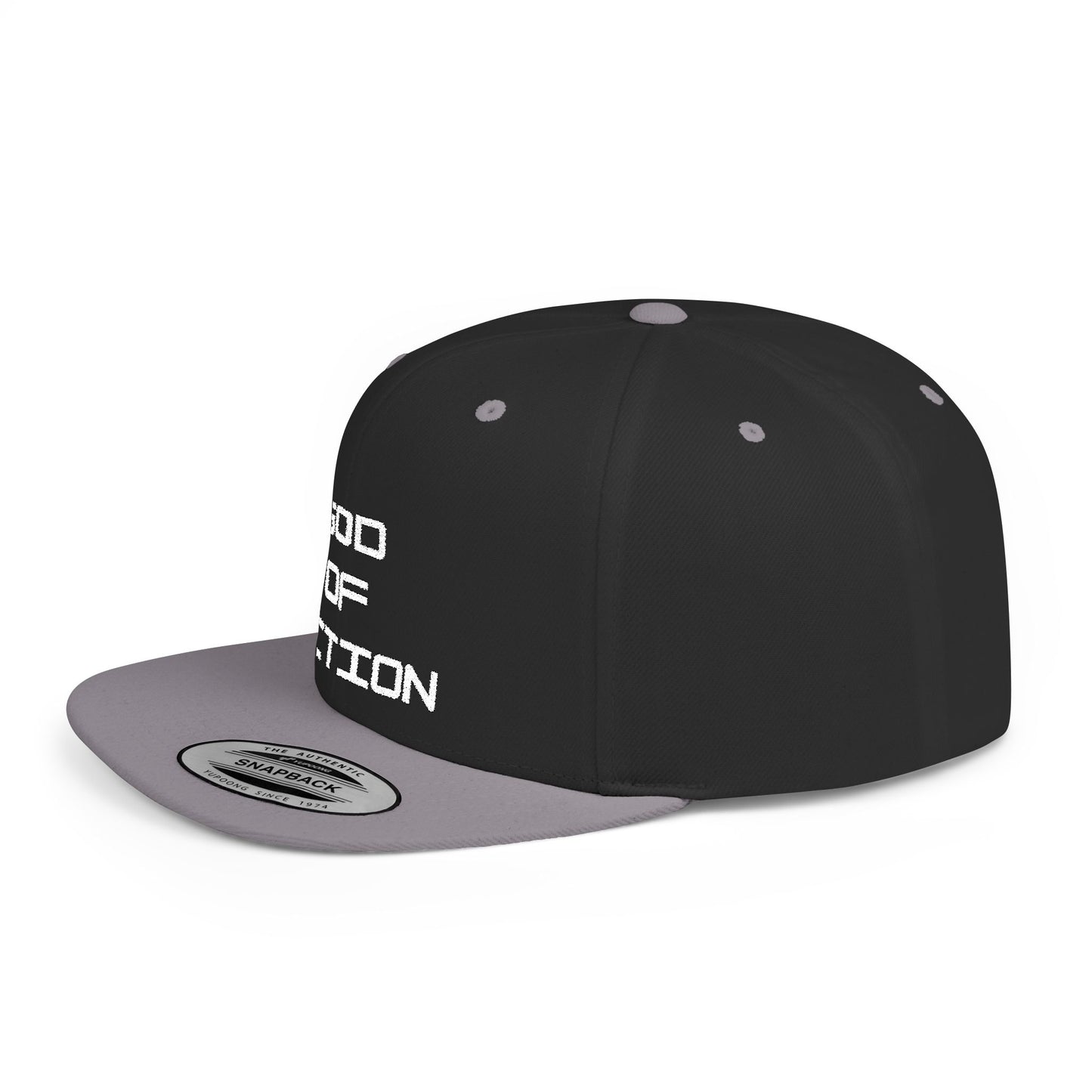 GOD of Action Flat Bill Snapback — Bold Streetwear Trucker Cap