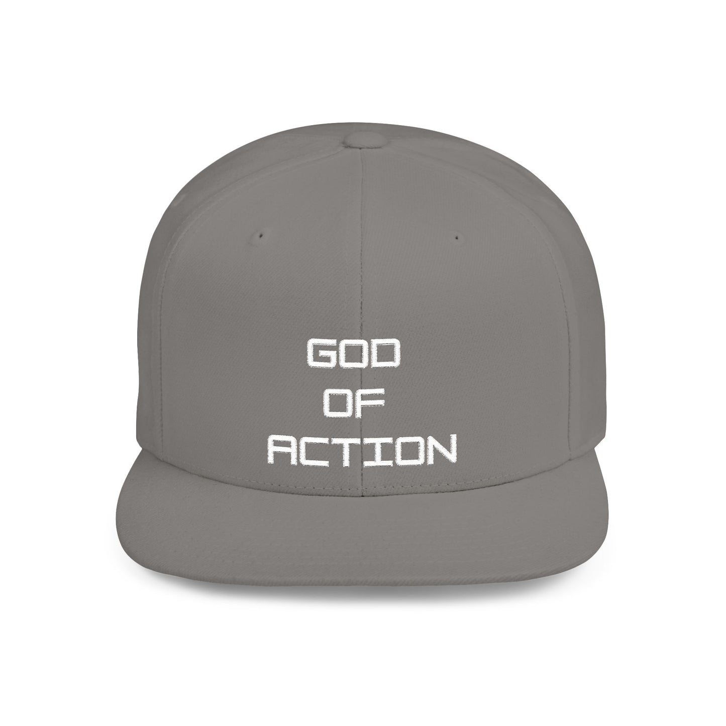 GOD of Action Flat Bill Snapback — Bold Streetwear Trucker Cap