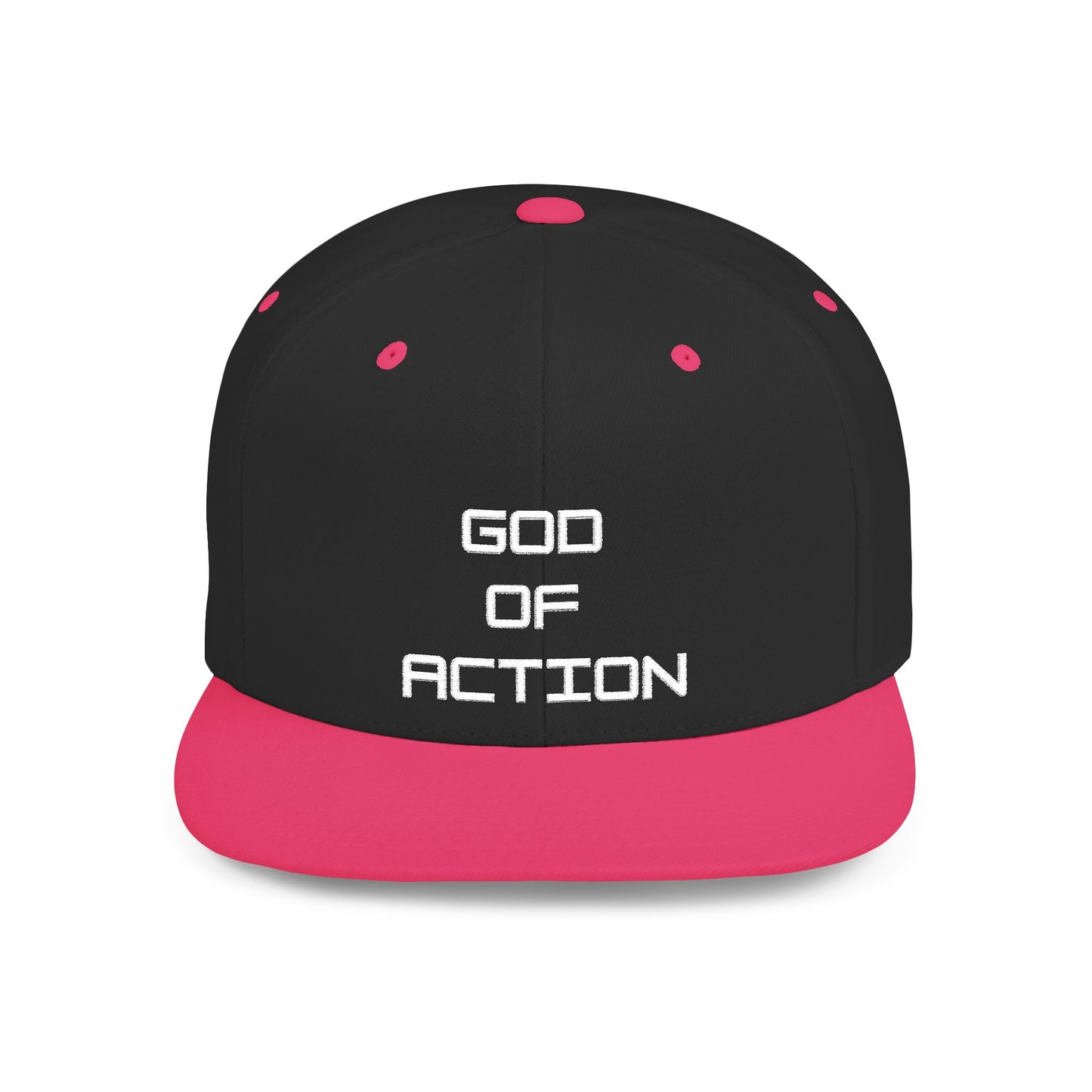 GOD of Action Flat Bill Snapback — Bold Streetwear Trucker Cap