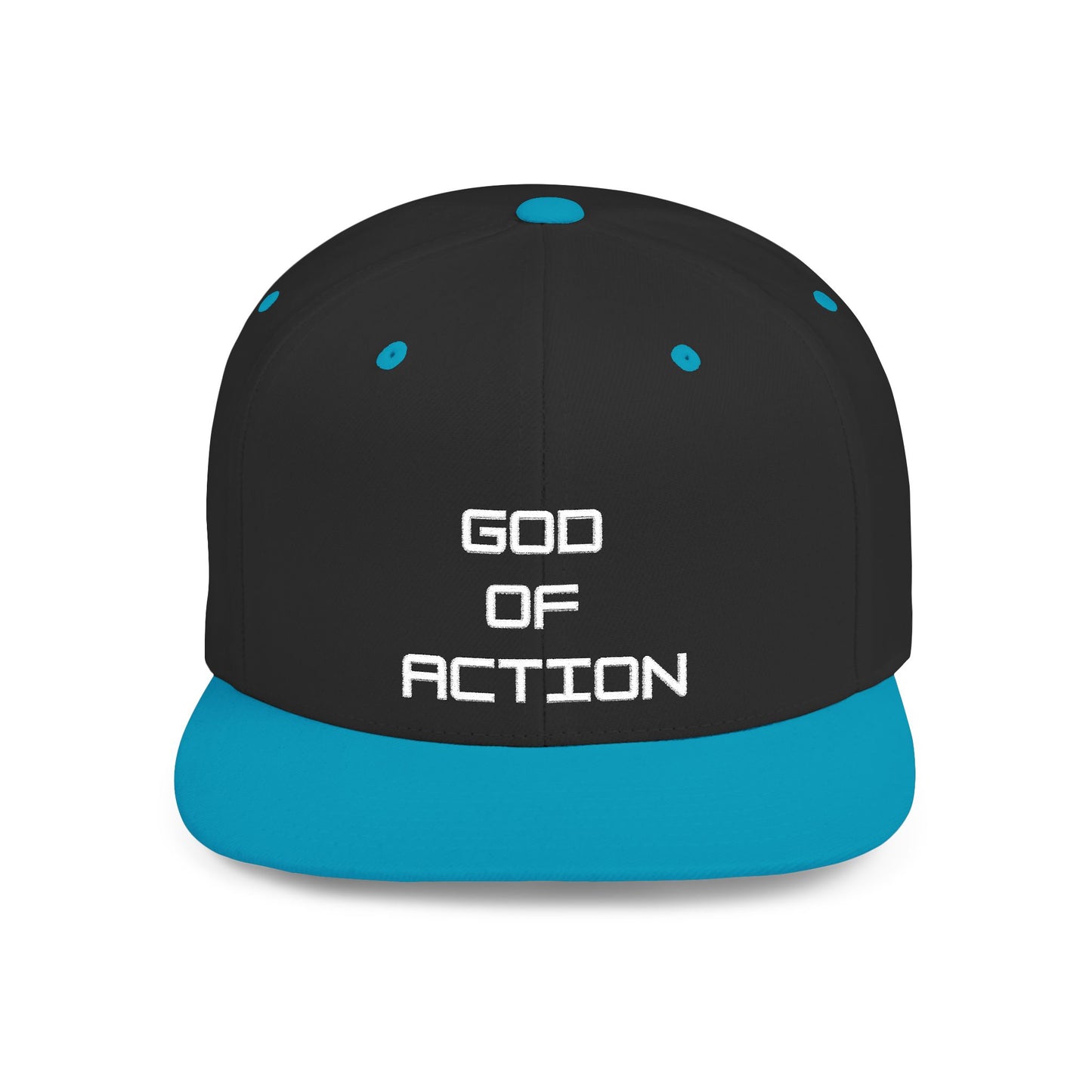 GOD of Action Flat Bill Snapback — Bold Streetwear Trucker Cap